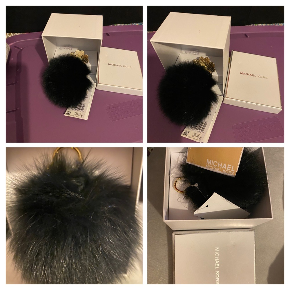 LG POM POM W FLOWERS FUR
